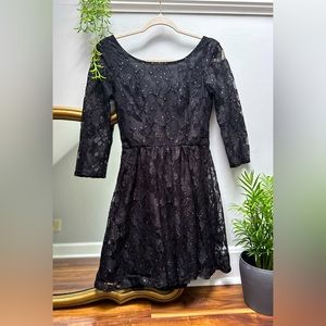 B. Darlin Black Lace Dress with Glitter Details - 7/8